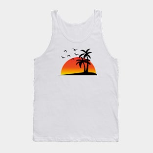 Sunset And Palm Tree Tank Top